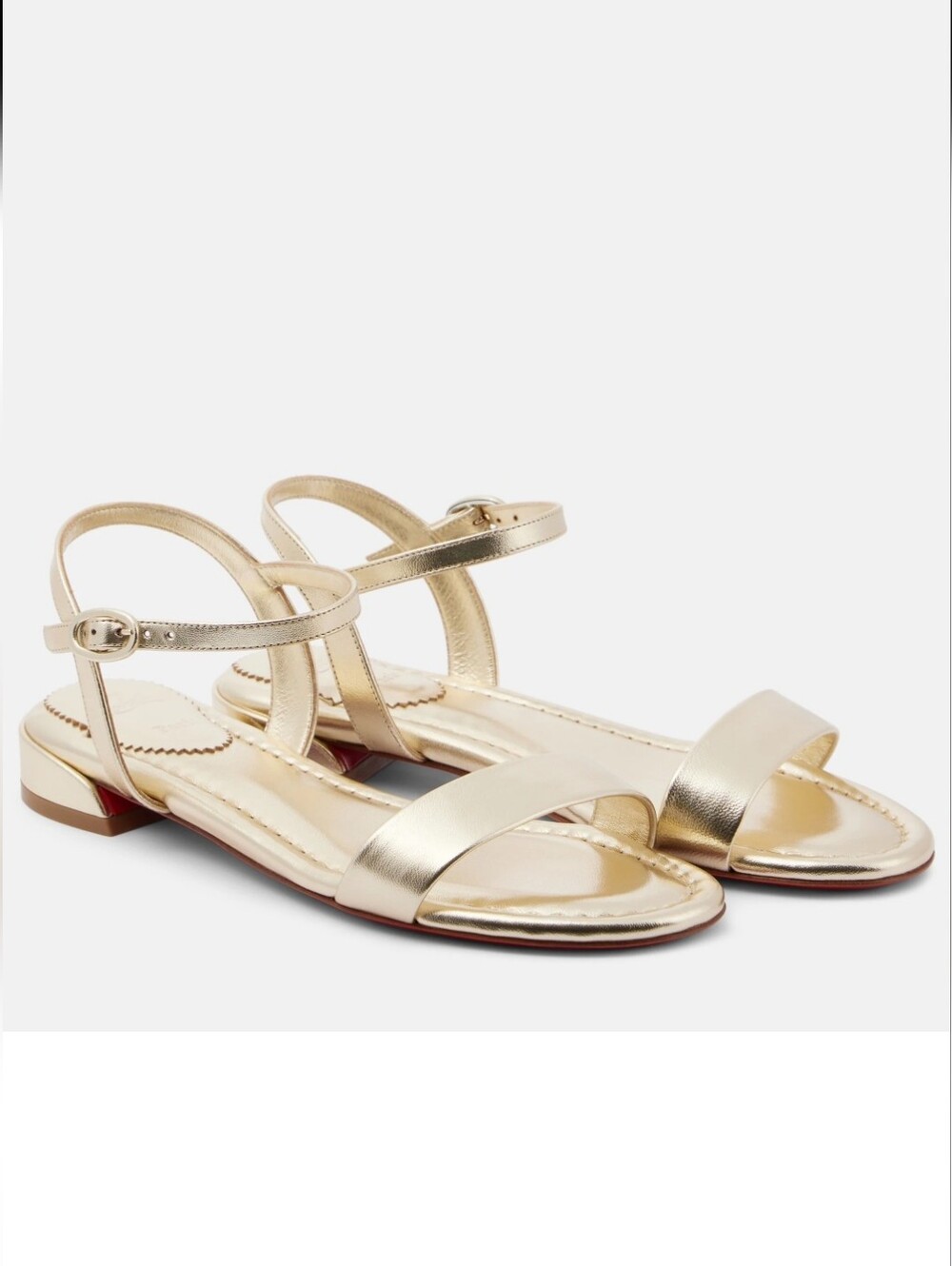 $895 Christian Louboutin Sweet Jane Sandal Flat Gold Leather EU 36 US 6 BNIB